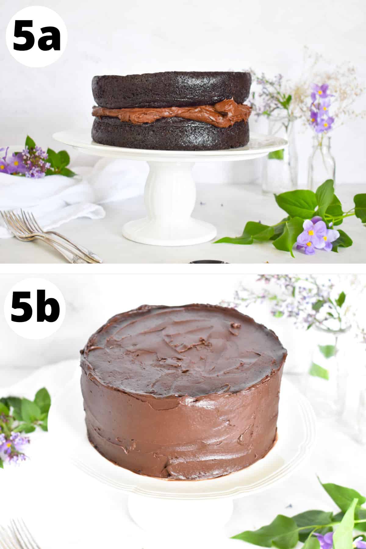 second cake layer place on top and frosted around sides.