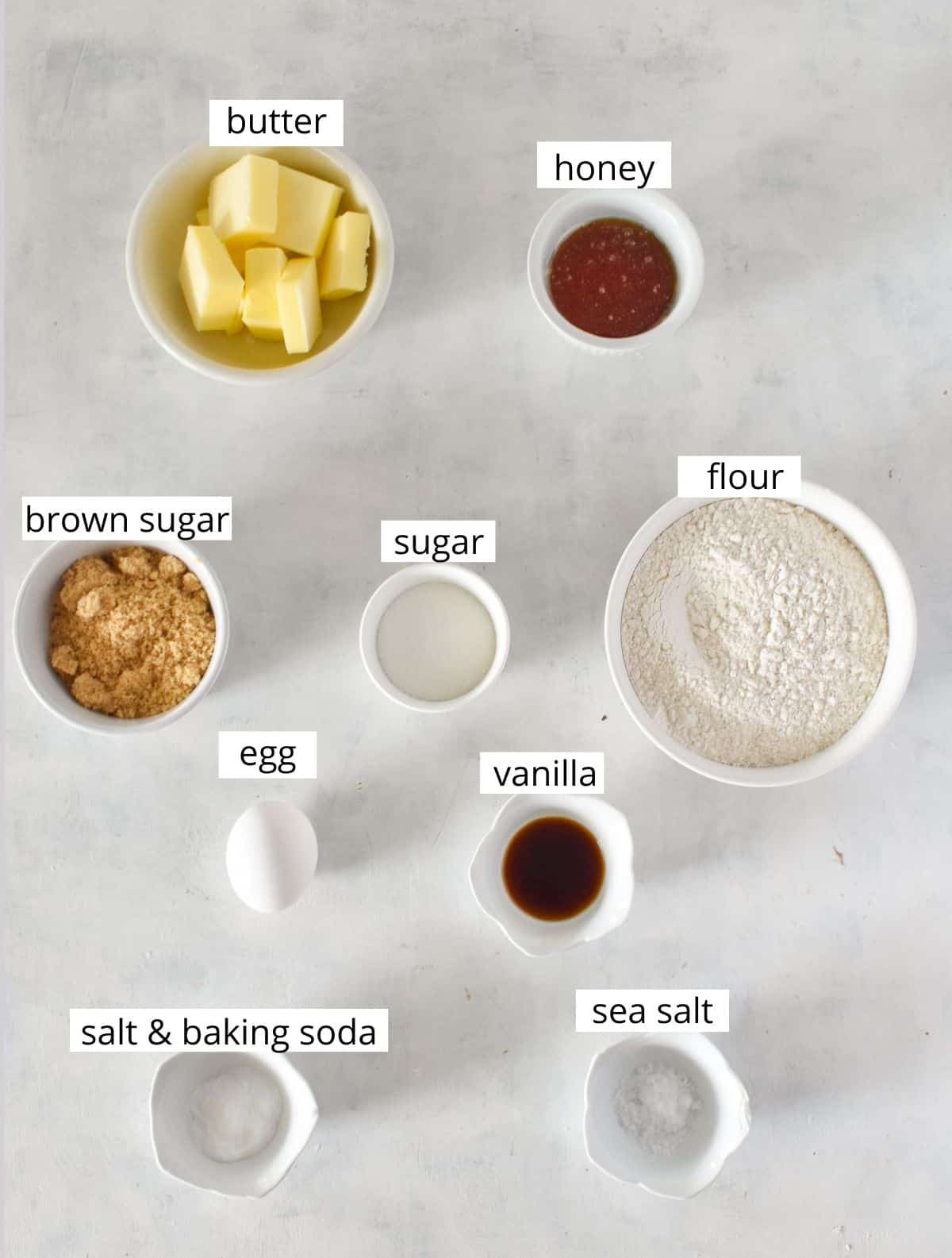 ingredients for recipe laid out and labeled.